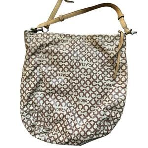 Coach Signature Coated Adjustable Straps Canvas Bag Purse